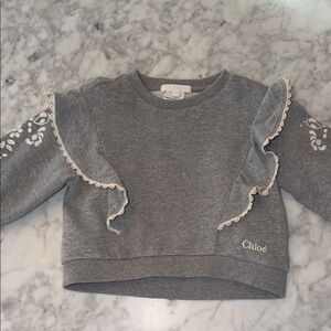 Chloe Gray Kids Ruffle Floral Sweatshirt 3Y